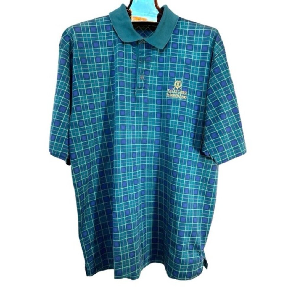 The Old Course St. Andrews Links Plaid Golf Shirt Green Size XL